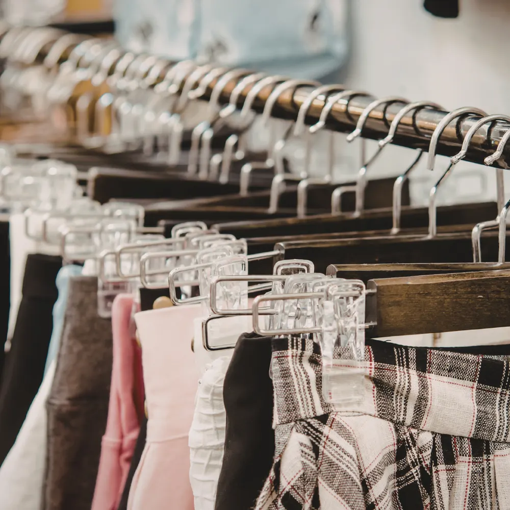 Clothes at the second-hand donation shop