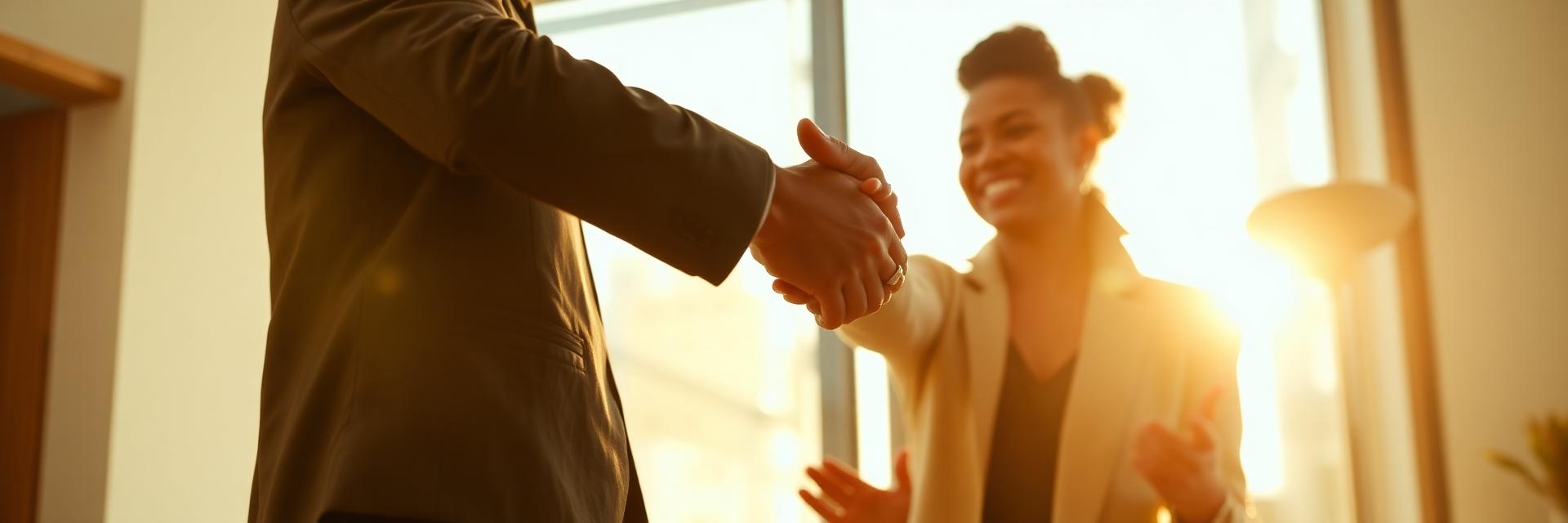 Two people shaking hands — partnership and gratitude